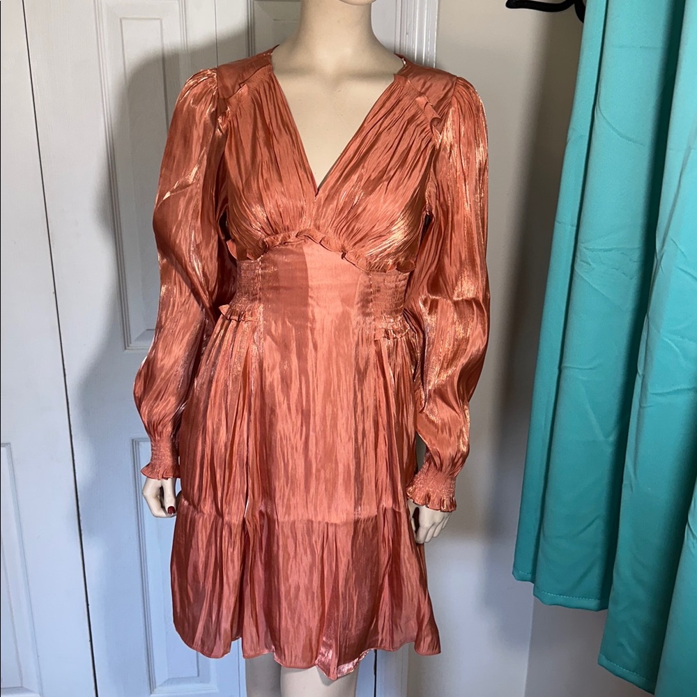 Umgee Shimmering Copper Long Sleeve Dress